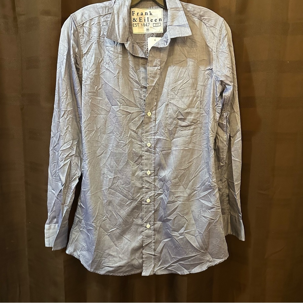 Frank & Eileen‎ Blue Signature Crinkle Barry Shirt XS